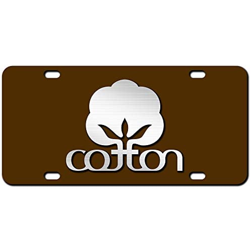 Officially Licensed Brown JASS GRAPHIX 2D Cotton Farmer License Plate Brushed Aluminum Heavy Duty Cotton Car Tag Made in USA Officially Licensed Brown JASS GRAPHIX 2D Cotton Farmer License Plate Brushed Aluminum Heavy Duty Cotton Car Tag Made in USA
